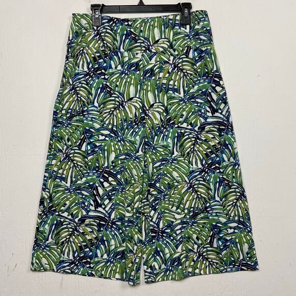 J. Jill Wearever Green Blue Smooth Fit Wide Leg Cropped Knit Pants Size Medium - Picture 1 of 9